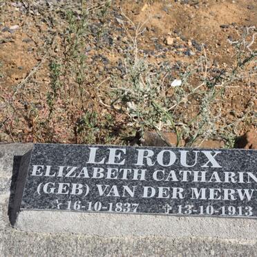 ROUX Elizabeth Catharina, le nee VAN DER MERWE 1837-1913