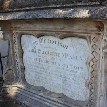 TOIT Rhoda Elizabeth nee MANSON, du 1852-1877 :: DU TOIT Andre Francois Bolivar 1871-1877 :: DU TOIT Ernest Bolivar 1874-1874