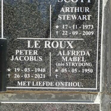 SCOTT Arthur Stewart 1973-2009 :: ROUX Peter Jacobus, le 1948-2021 &amp; Alfreda Mabel STRYDOM 1950-