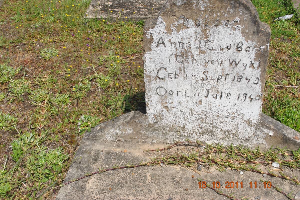 BANK Anna, v.d. nee VAN WYK 187?-1940