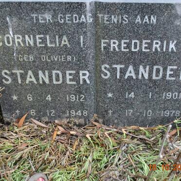 STANDER Frederik P. 1901-1978 &amp; Cornelia I. OLIVIER 1912-1948