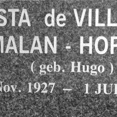 HOPLEY Esta de Villiers, MALAN nee HUGO 1927-2007