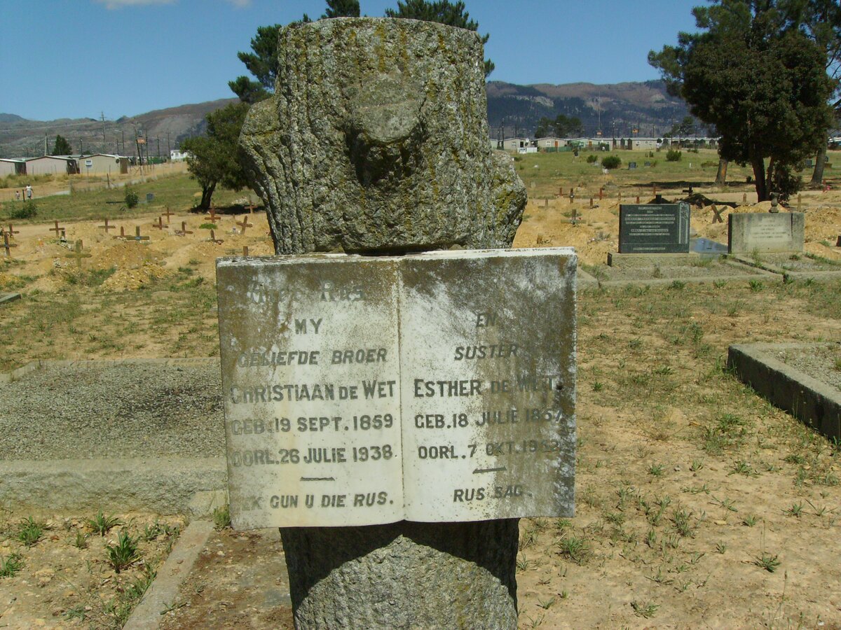 WET Christiaan, de 1859-1938 :: DE WET Esther 1857-1952