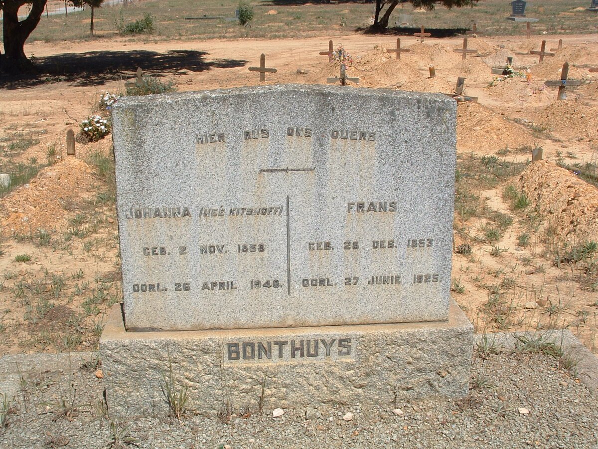 BONTHUYS Frans 1853-1925 &amp; Johanna KITSHOFF 1858-1948