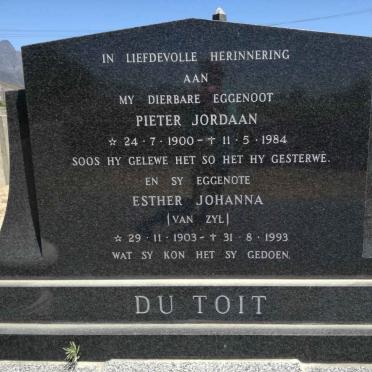 TOIT Pieter Jordaan, du 1900-1984 &amp; Esther Johanna VAN ZYL 1903-1993