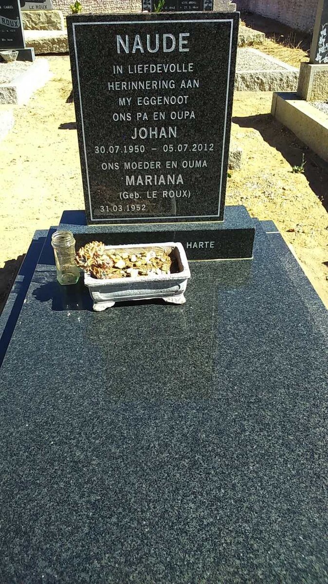 NAUDE Johan 1950-2012 &amp; Mariana LE ROUX 1952-