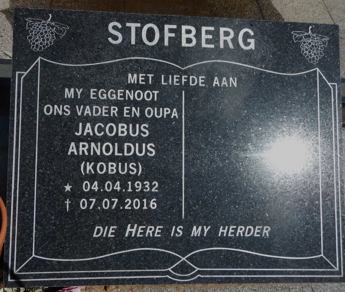 STOFBERG Jacobus Arnoldus 1932-2016