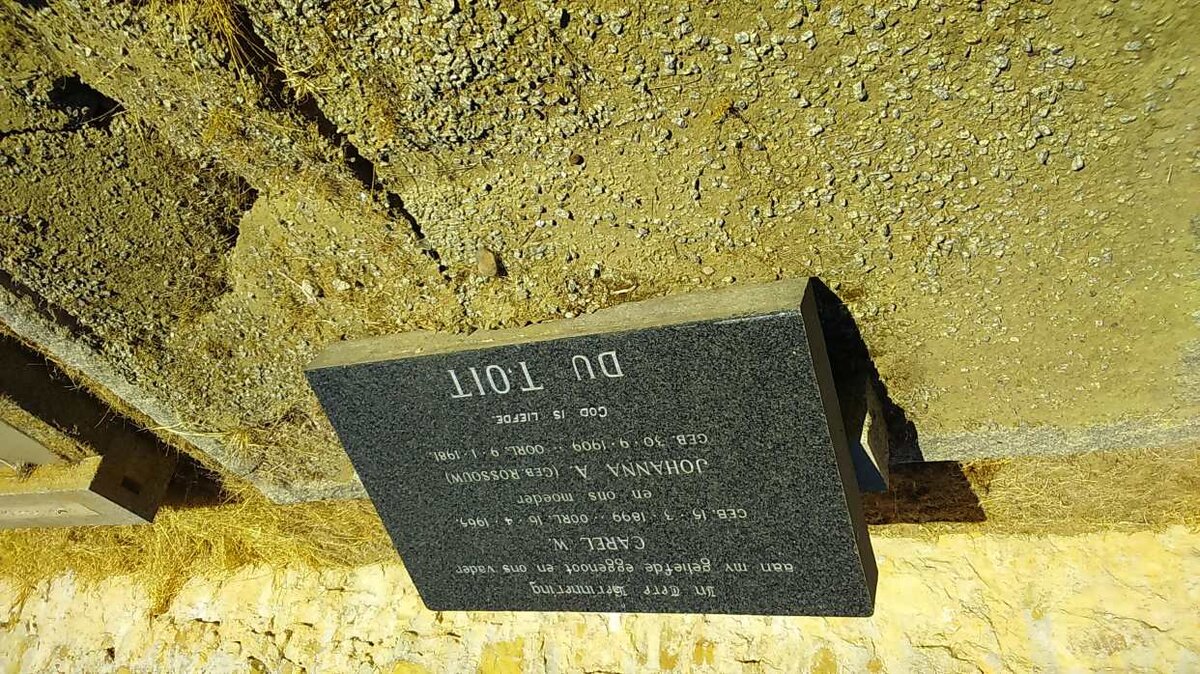 TOIT Carel W., du 1899-1965 &amp; Johanna A. ROSSOUW 1909-1981