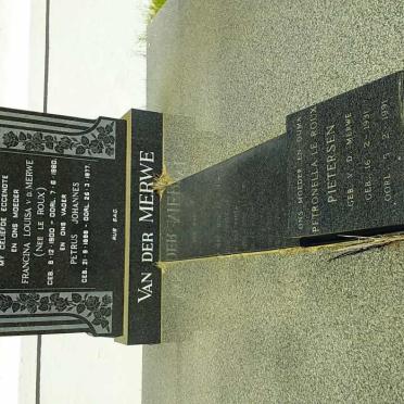 MERWE Petrus Johannes, van der 1898-1977 &amp; Francina Louisa LE ROUX 1900-1960