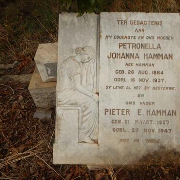 HAMMAN Pieter Eduard 1857-1947 &amp; Petronella Johanna HAMMAN 1864-1937