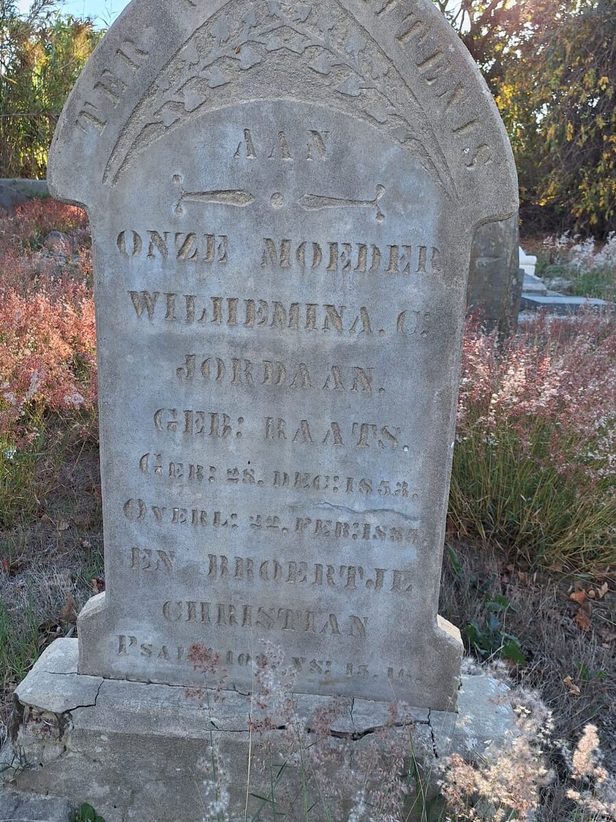 JORDAAN Wilhemina C. nee RAATS 1853-1885 :: ? Broertjie Christiaan