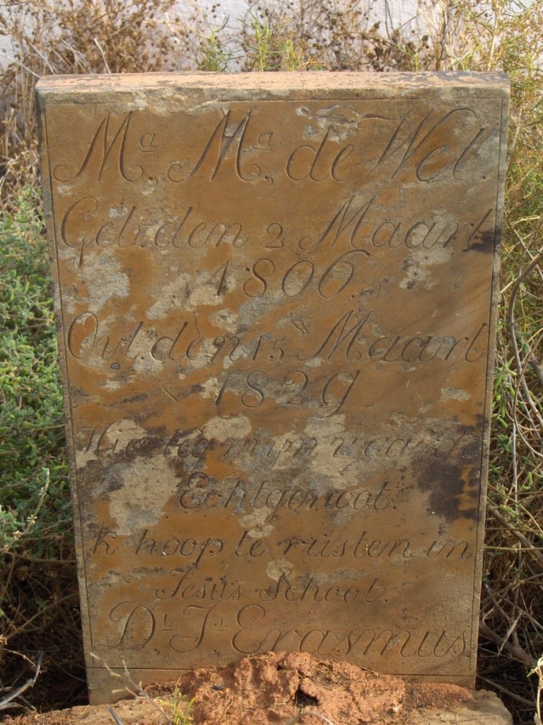 ERASMUS Maria Margaretha nee DE WET 1806-1829