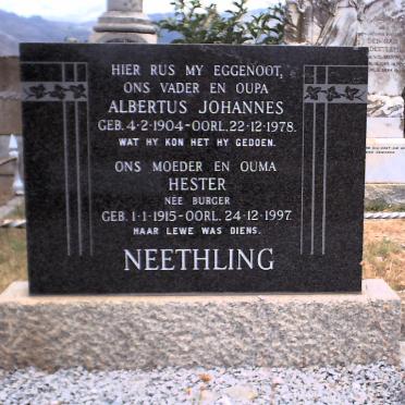NEETHLING Albertus Johannes 1904-1978 &amp; Hester BURGER 1915-1997