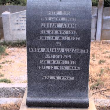 NEETHLING Johan Adam 1870-1937 &amp; Anna Juliana Elizabeth LE ROUX 1870-1944