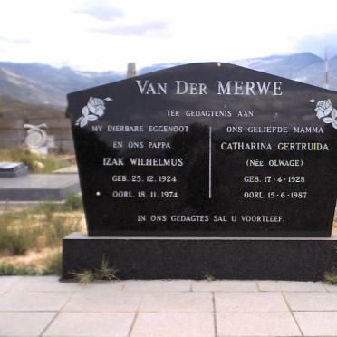 MERWE Izak Wilhelmus, van der 1924-1974 &amp; Catherina Gertruida OLWAGE 1928-1987