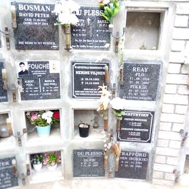 BOSMAN David Peter 1931-2014 :: PLESSIS C.P., du 194?- &amp; ?.M.S. 1947-2016 :: FOUCHÉ Albert Pool 1984-2004