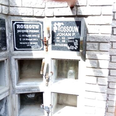 ROSSOUW Jacques Pierre 1972-2011 :: ROSSOUW Johan P. 1946-2005