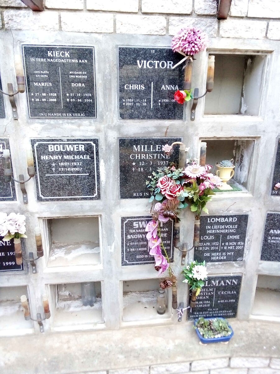 KIECK Marius 1928-2008 &amp; Dora 1928-2006 :: VICTOR Chris 1926-2007 &amp; Anna 1930- :: BOUWER Henry Michael 1937-2007