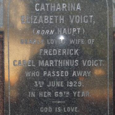 VOIGT F.C.M. -1934 &amp; Catharina Elizabeth nee HAUPT -1929