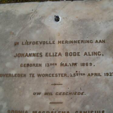 ALING Johannes Eliza Bode 1869-1926