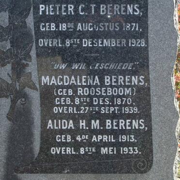 BERENS Pieter C.T. 1871-1928  &amp; Magdalena ROOSEBOOM 1870-1939 :: BERENS Alida H.M. 1913-1933