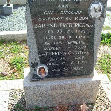 BURGER Barend Frederick 1899-1953 &amp; Catherina C. 1906-1986