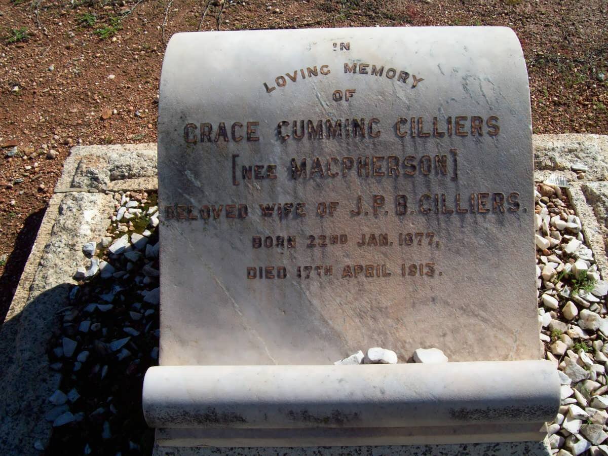 CILLIERS Grace Cumming nee MACPHERSON 1877-1913