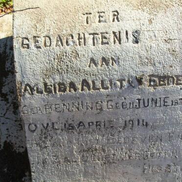 EEDEN Allida Allita nee BENNING 1874-1914