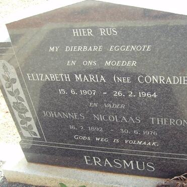 ERASMUS Johannes Nicolaas Theron 1892-1976 &amp; Elizabeth Maria CONRADIE 1907-1964