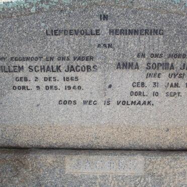 JACOBS Schalk 1865-1940 &amp; Anna Sophia UYS 1881-1961
