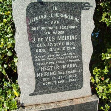 MEIRING J. de Vos 1857-1928 &amp; Hester Maria ERASMUS 1868-1946