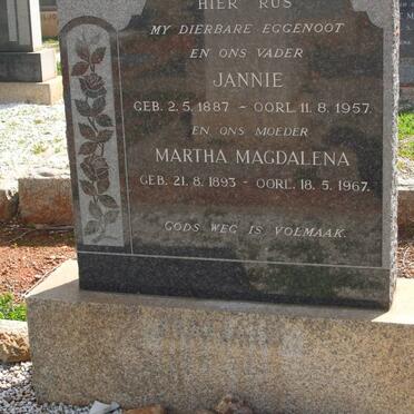 MARAIS Jannie 1887-1957 &amp; Martha Magdalena 1893-1967
