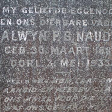 NAUDE Alwyn P.B. 1881-1933
