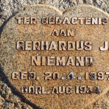 NIEMAND Gerhardus J. 1897-1934