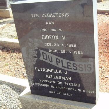 PLESSIS Gideon V., du. 1888-1962 &amp; Petronella J. KELLERMAN previously DU PLESSIS nee ROSSOUW 1900-1972