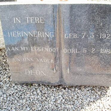 PLESSIS Deon, du 1923-1966