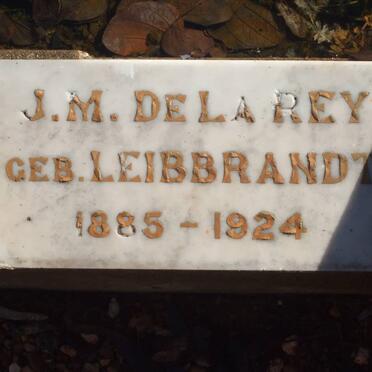 REY J.M., de la nee LEIBRANDT 1885-1924