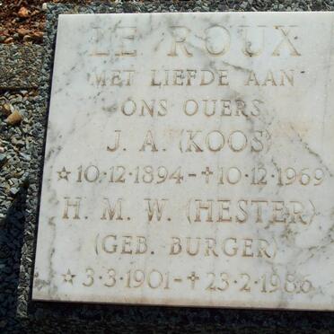 ROUX J.A., le 1894-1969 &amp; H.M.W. BURGER 1901-1986