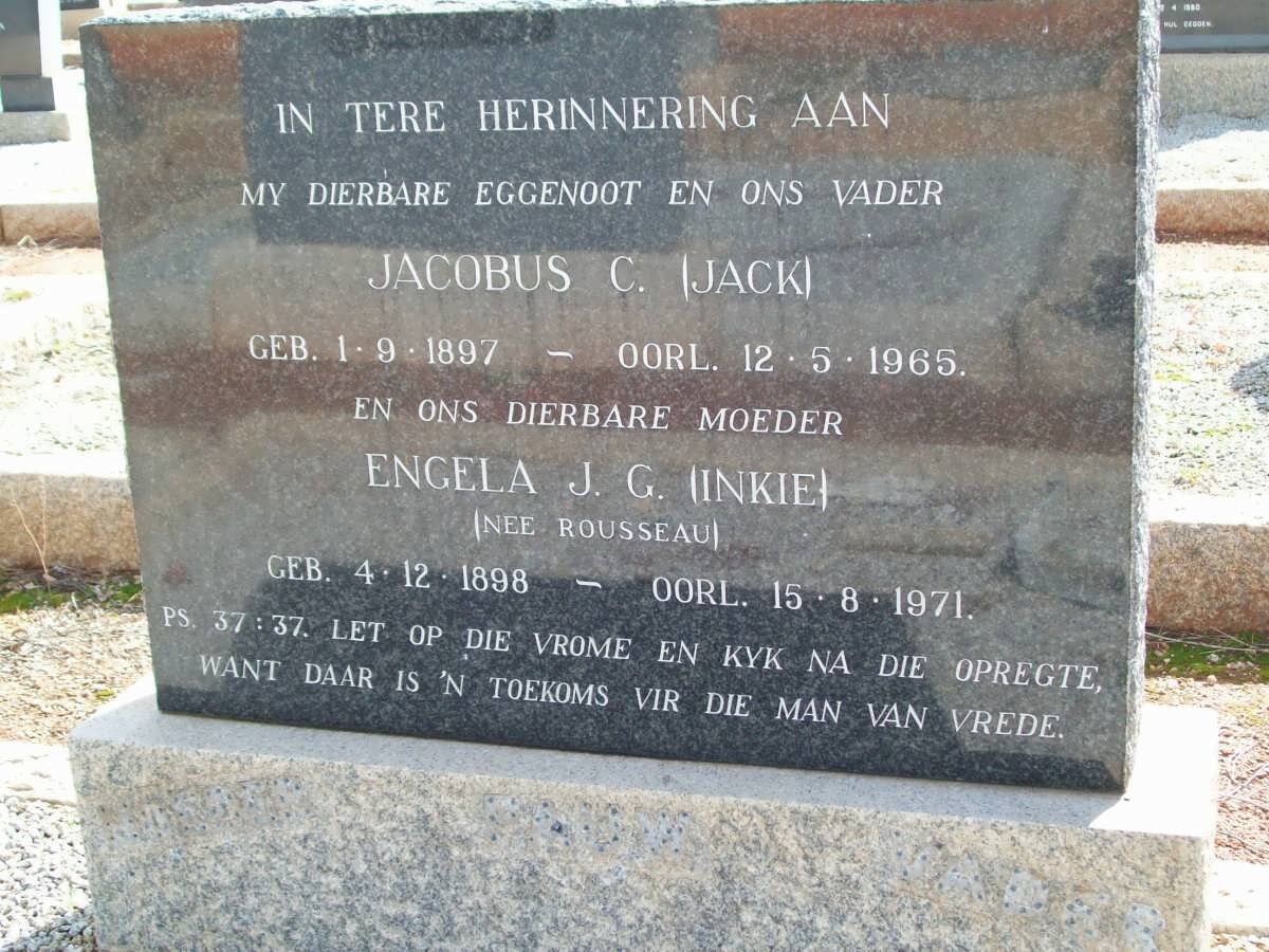 ROUX Jacobus J. 1897-1965 &amp; Engela J.G. ROUSSEAU 1898-1971