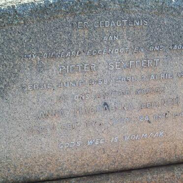 SEYFFERT Pieter 1858-1941 &amp; Anna Magdalena NEL 1866-1949