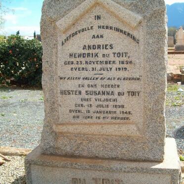 TOIT Andries Hendrik, du 1854-1919 &amp; Hester Susanna VILJOEN 185?-1945