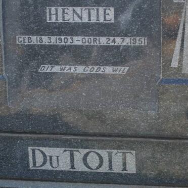 TOIT Hentie, du 1903-1951