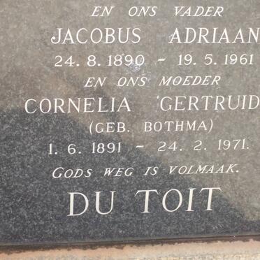 TOIT Jacobus Adriaan, du 1890-1961 &amp; Cornelia Gertruida BOTHMA 1891-1971