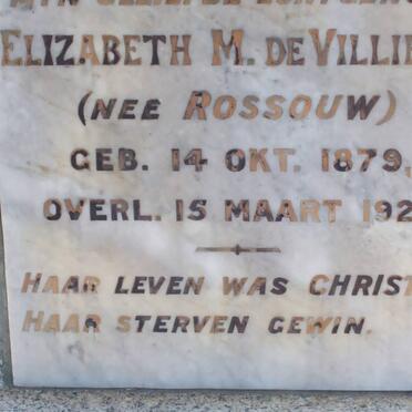 VILLIERS Elizabeth M., de nee ROSSIUW 1879-1927