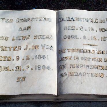 VOS Pieter J., de 1841-1904 &amp; Elizabeth M.C. 1845-1931