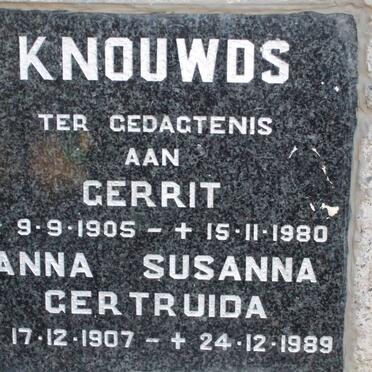 KNOUWDS Gerrit 1905-1980 &amp; Anna Susanna Gertruida 1907-1989