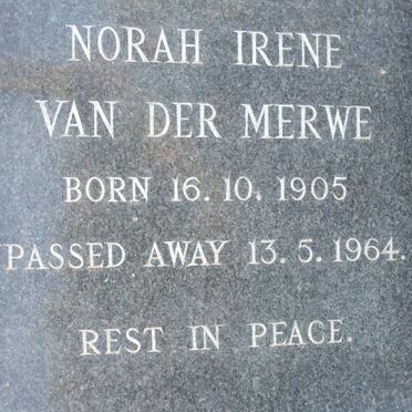 MERWE Norah Irene, van der 1905-1964