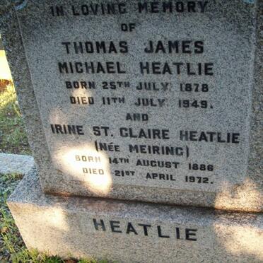 HEATLIE Thomas James Michael 1878-1949 &amp; Irene St Claire MEIRING 1886-1972