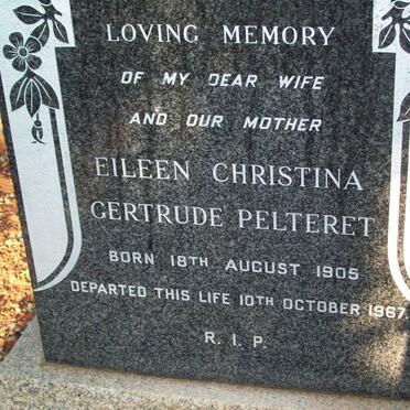 PELTERET Eileen Christina Gertrude 1905-1967