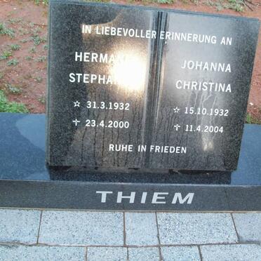 THIEM Hermanus Stephanus 1932-2000 &amp; Johanna Christina 1932-2004